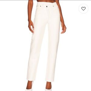 Agolde Recycled Leather Criss Cross Jeans Straight Leg Pants in White Size 31
